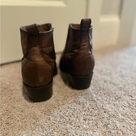 Lucchese Brown Leather Ankle Booties - Picture 4 of 6